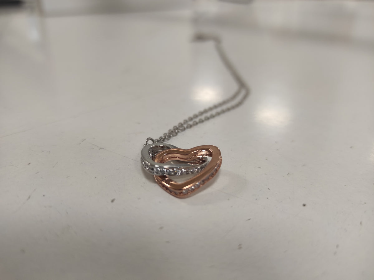 Collar de doble anillo de corazón bicolor - additional image 1